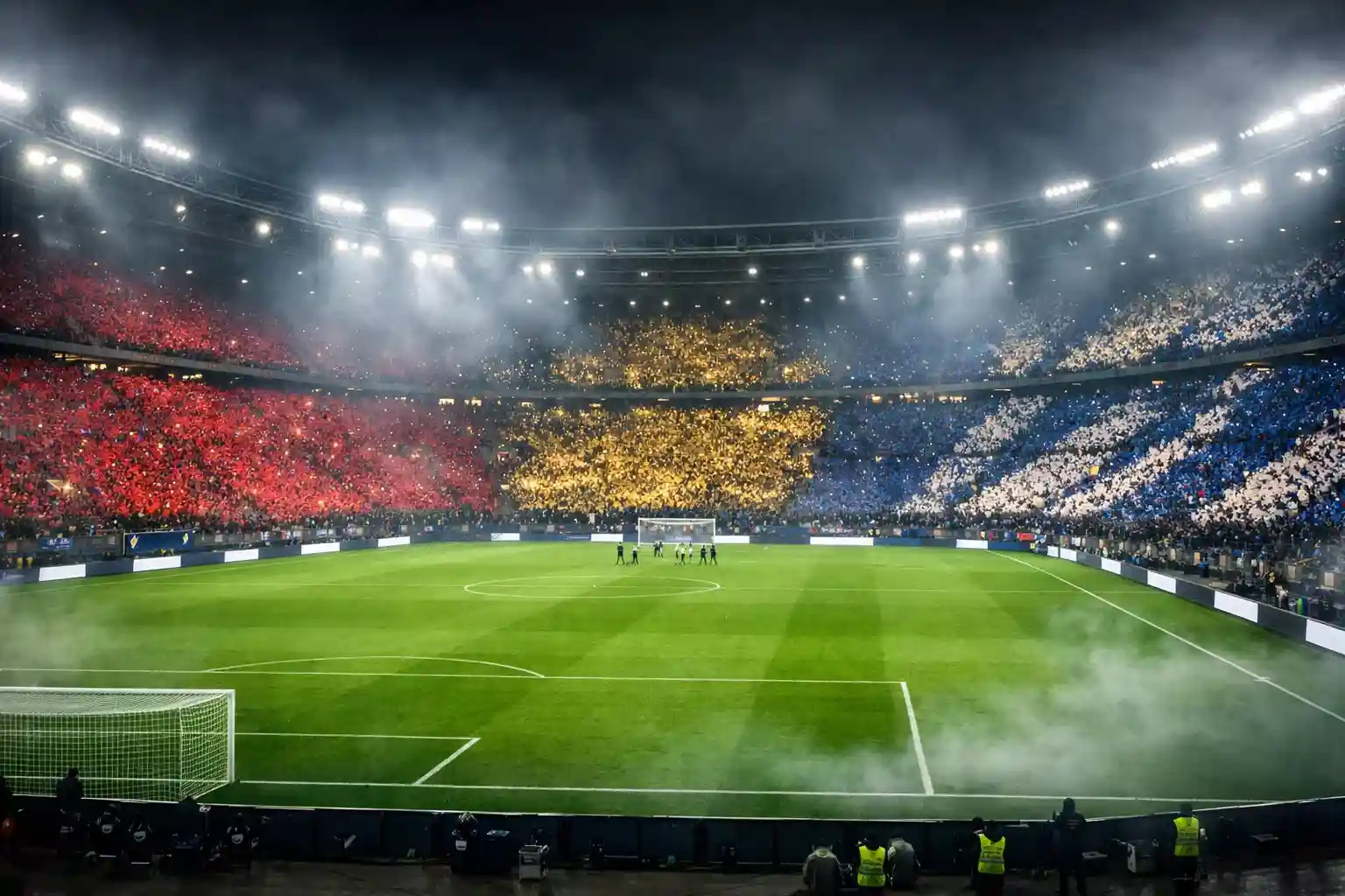 Ambiente de partido de eliminatoria de Champions League