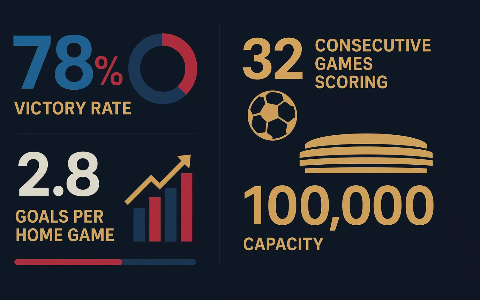 Estadísticas del Barcelona en Camp Nou: 78% victorias, 32 partidos consecutivos marcando goles