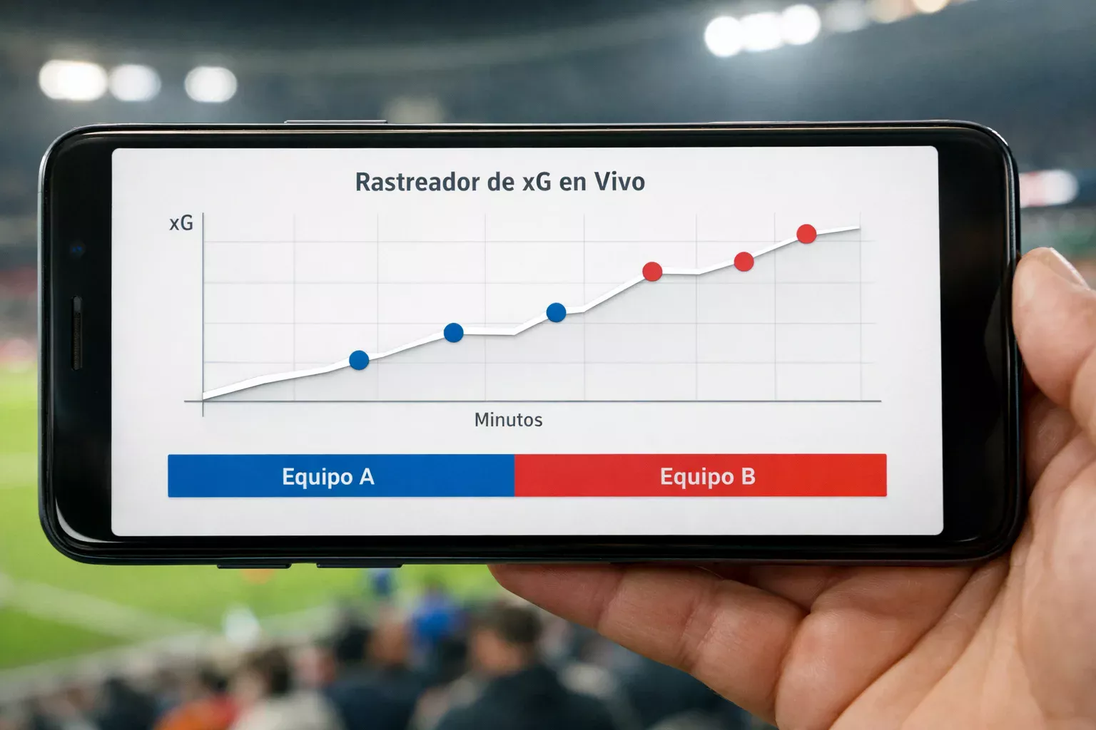 Gráfico de goles esperados xG en tiempo real